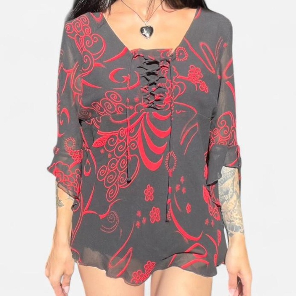 Michele Gray and Red Blouse